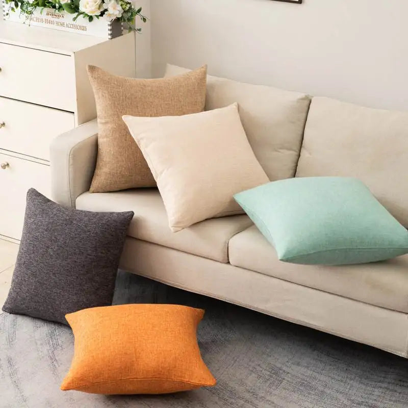 Cotton Linen Cushion Cover - Solid Color