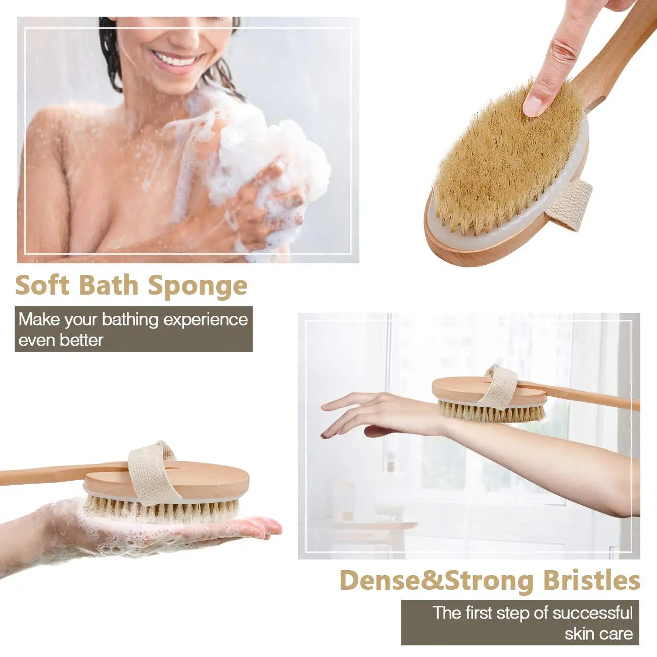 Bamboo Long Handle Bath Brush - 48cm