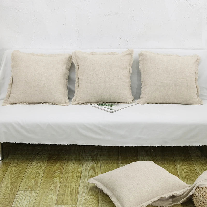 Boho Linen Cushion Cover with Tassels
