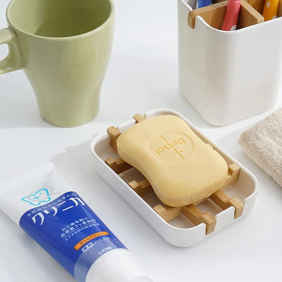 Bamboo Soap Dish - Natural Drain Tray