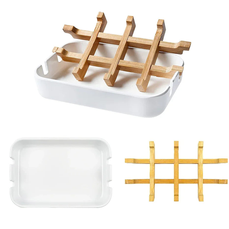 Bamboo Soap Dish - Natural Drain Tray