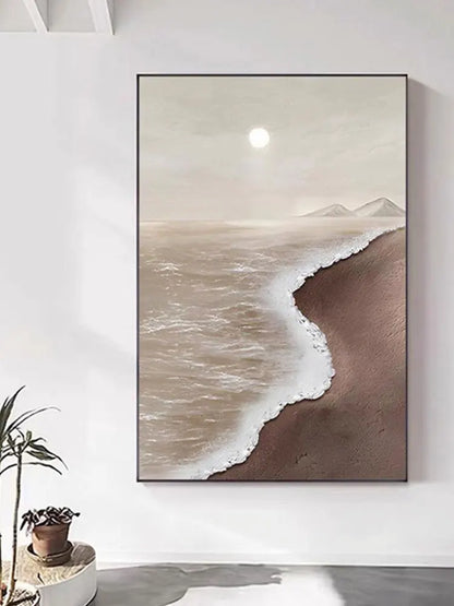 Textured Coastal Landscape Print - Neutral Tones