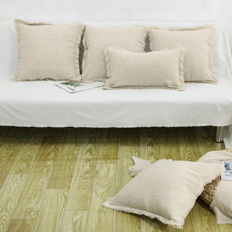 Boho Linen Cushion Cover with Tassels