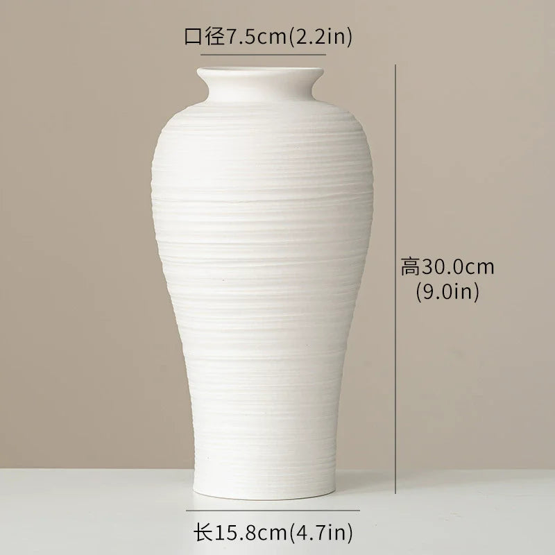 White Ceramic Vase - Handmade Round Design