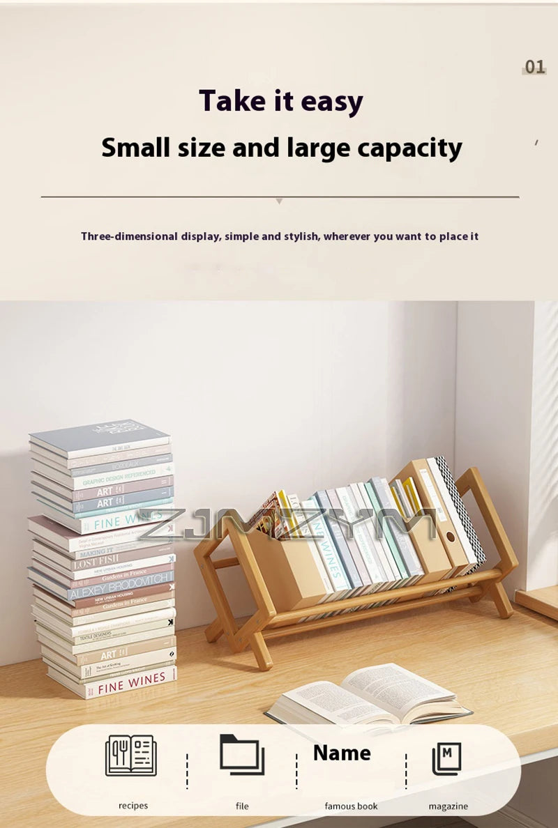 Bamboo Desktop Bookshelf - Multi-Tier Organizer