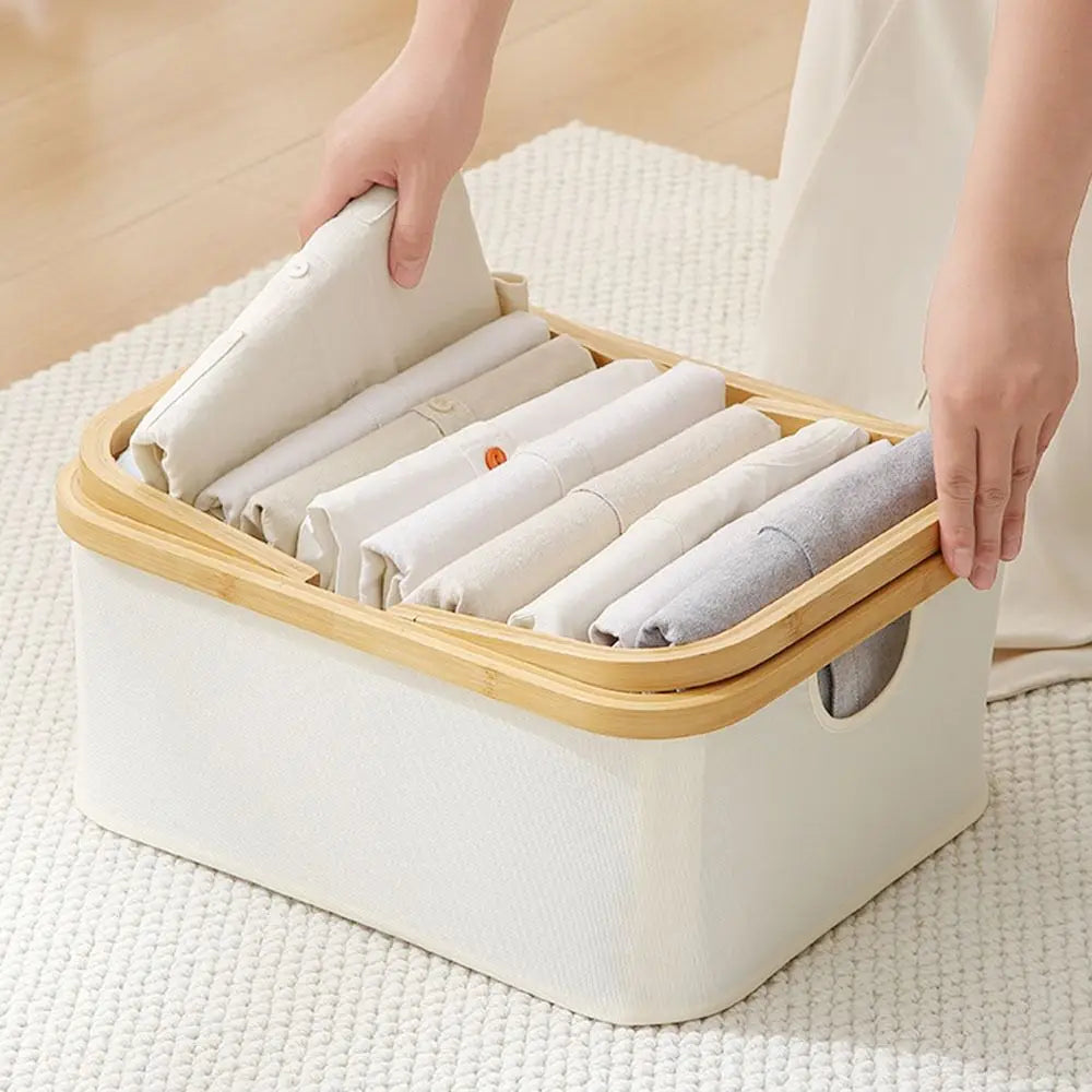 Bamboo Handle Laundry Basket - Oxford Cloth