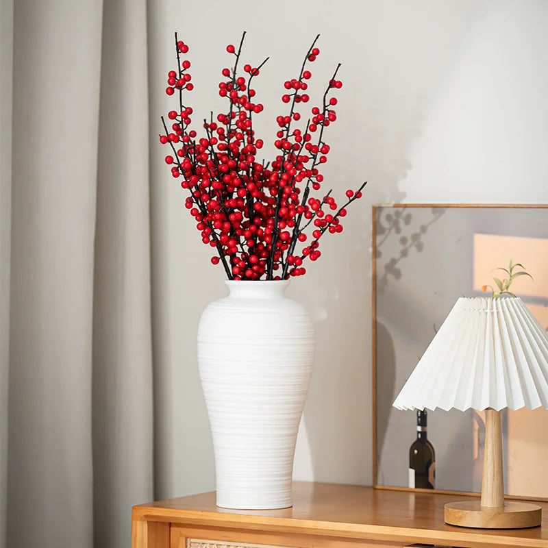 White Ceramic Vase - Handmade Round Design
