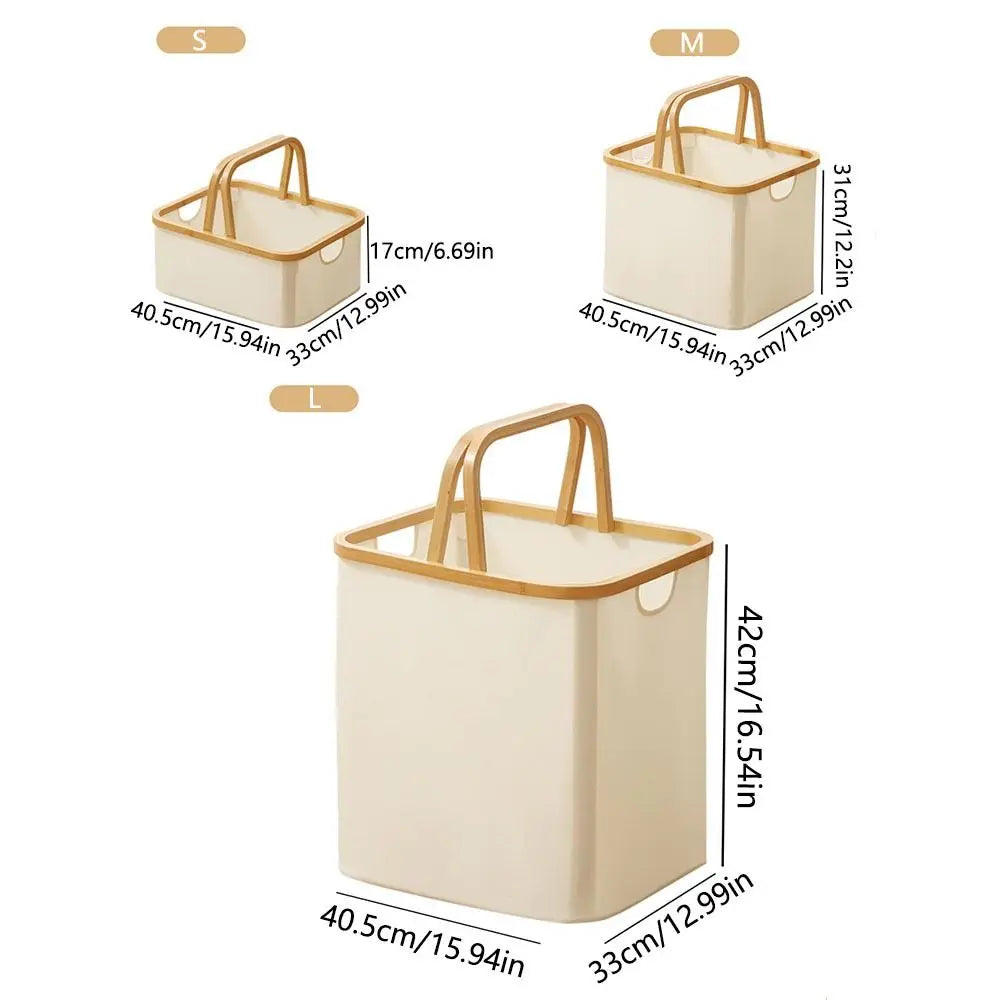 Bamboo Handle Laundry Basket - Oxford Cloth