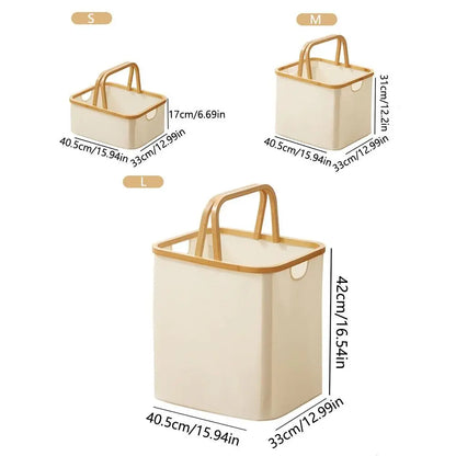 Bamboo Handle Laundry Basket - Oxford Cloth
