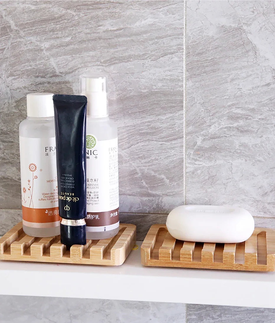 Bamboo Soap Dish - Natural Drain Tray