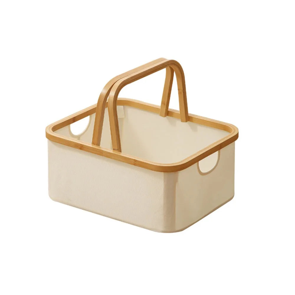Bamboo Handle Laundry Basket - Oxford Cloth