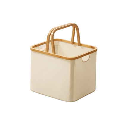 Bamboo Handle Laundry Basket - Oxford Cloth