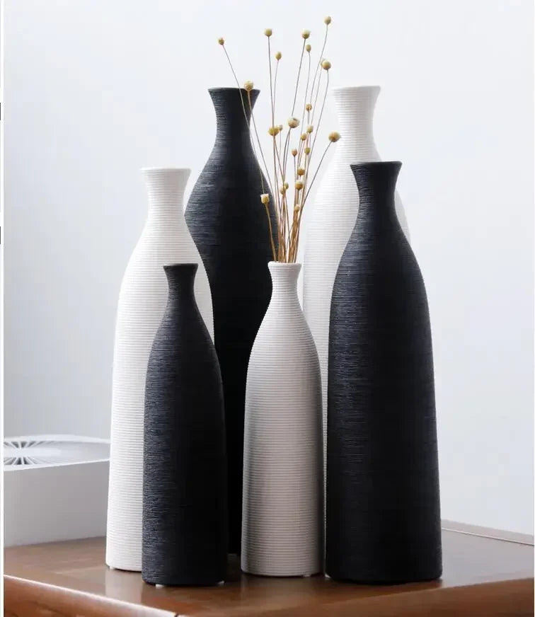 Modern Black & White Ceramic Vase