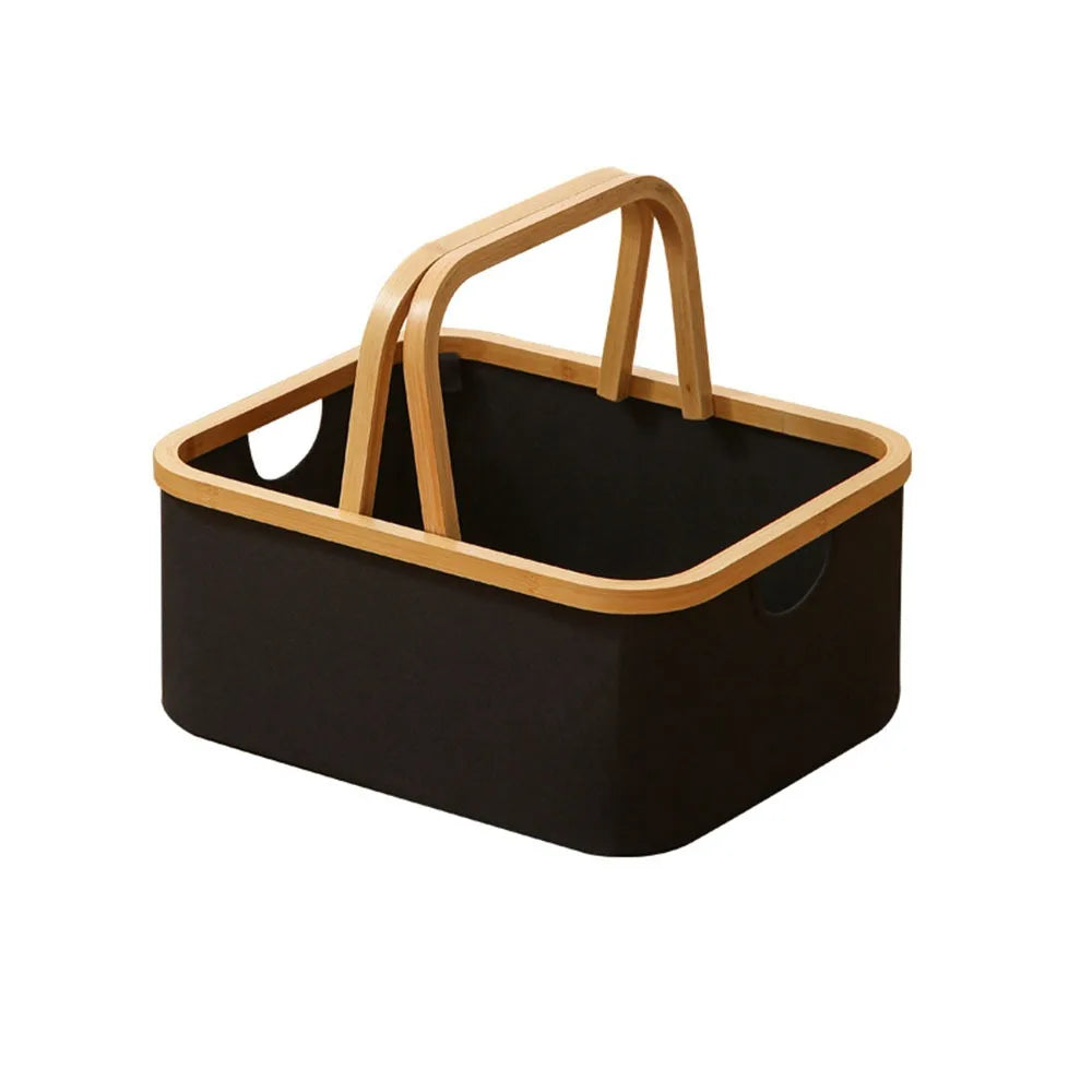 Bamboo Handle Laundry Basket - Oxford Cloth