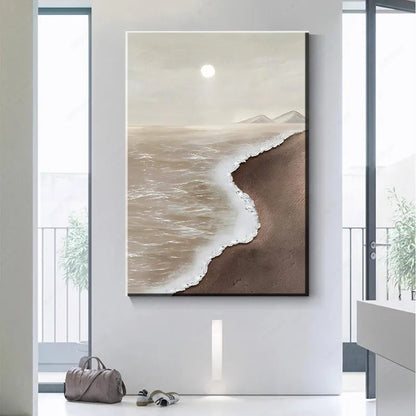 Textured Coastal Landscape Print - Neutral Tones