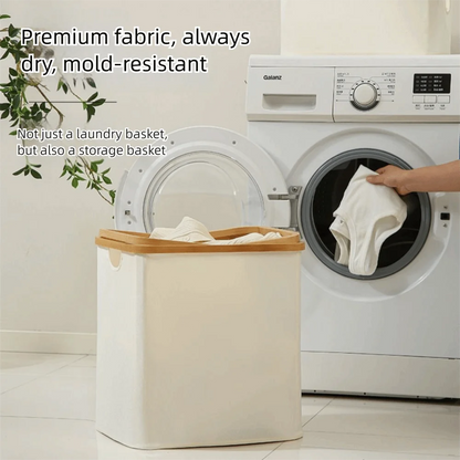 Bamboo Handle Laundry Basket - Oxford Cloth