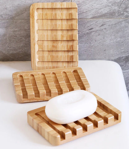 Bamboo Soap Dish - Natural Drain Tray