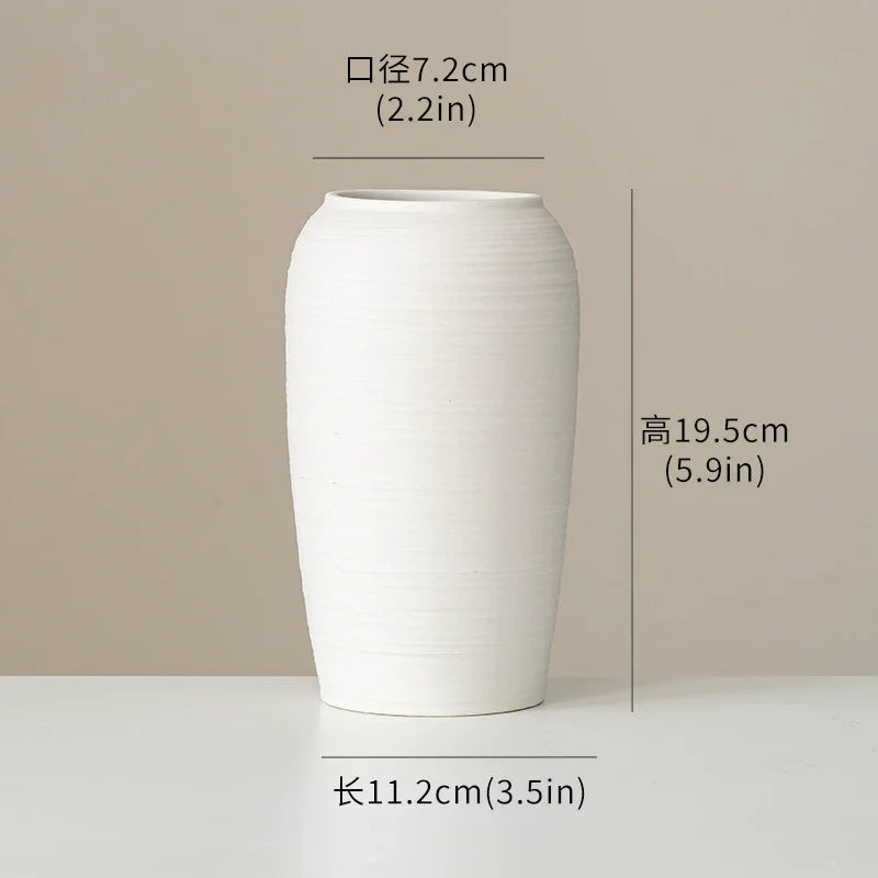 White Ceramic Vase - Handmade Round Design