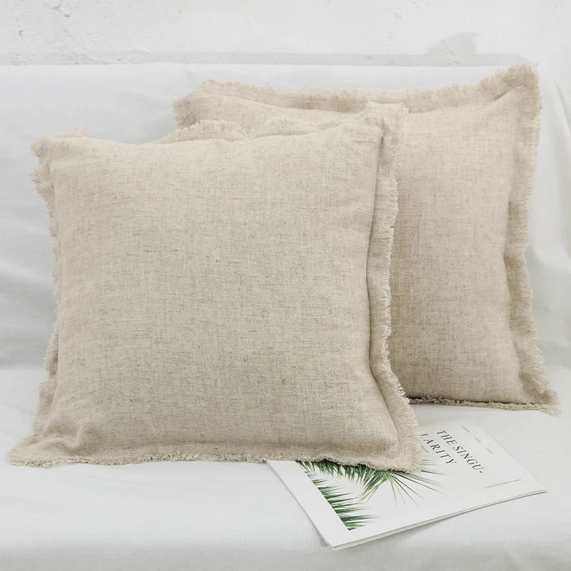 Boho Linen Cushion Cover with Tassels