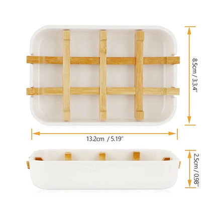 Bamboo Soap Dish - Natural Drain Tray