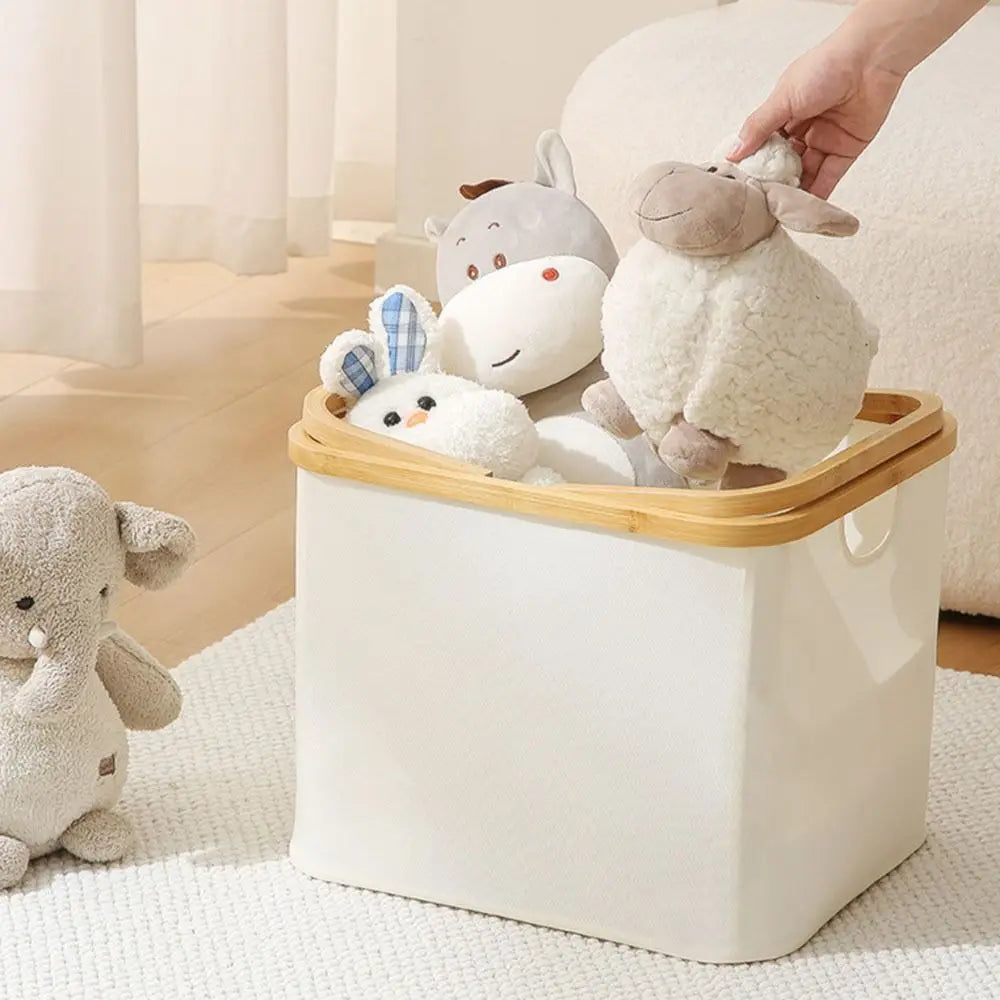 Bamboo Handle Laundry Basket - Oxford Cloth