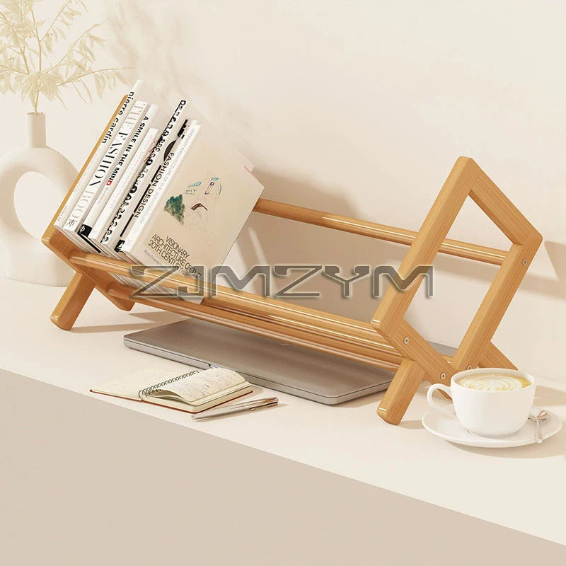Bamboo Desktop Bookshelf - Multi-Tier Organizer