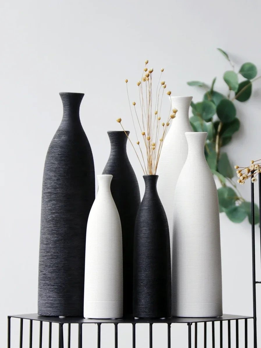 Modern Black & White Ceramic Vase