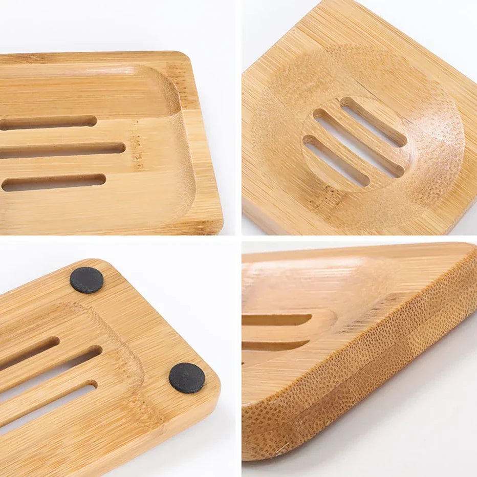 Bamboo Soap Dish - Natural Drain Tray