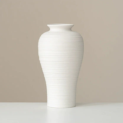 White Ceramic Vase - Handmade Round Design