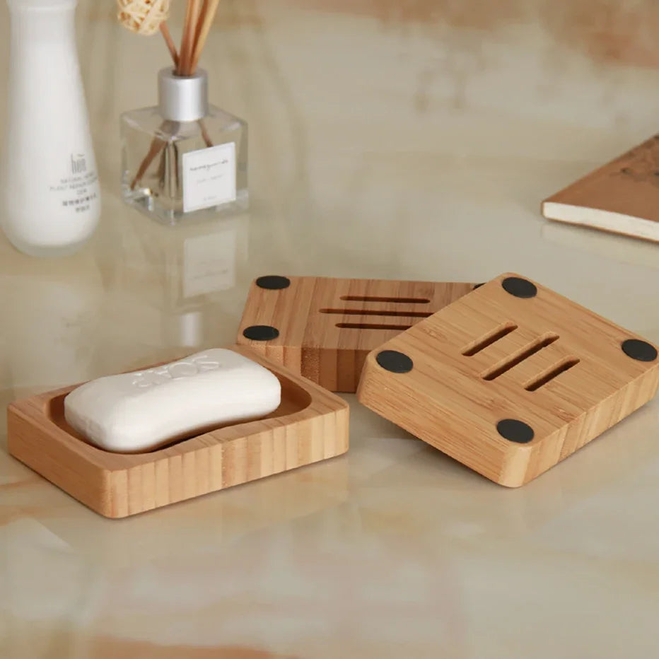 Bamboo Soap Dish - Natural Drain Tray