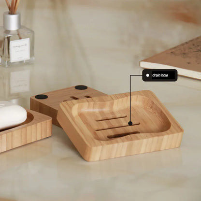 Bamboo Soap Dish - Natural Drain Tray