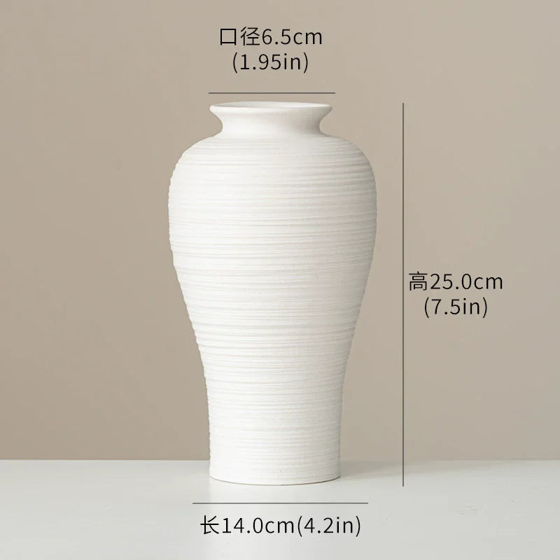 White Ceramic Vase - Handmade Round Design