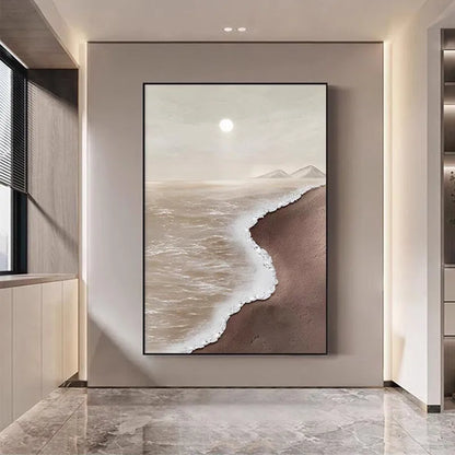 Textured Coastal Landscape Print - Neutral Tones
