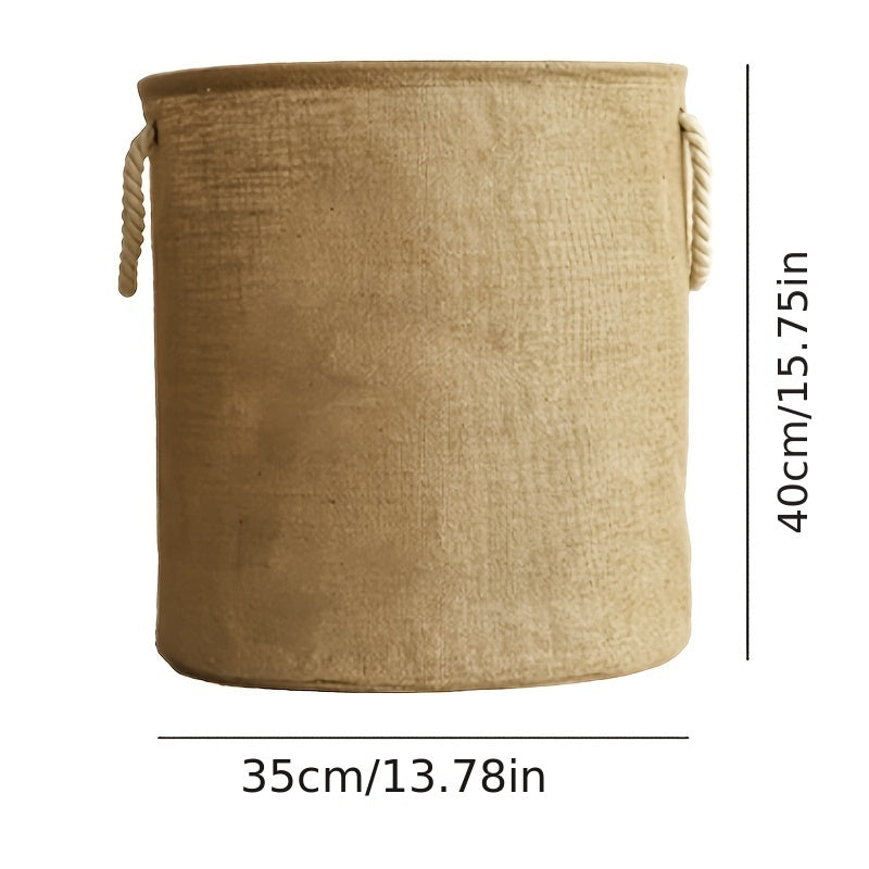 Foldable Jute Laundry Basket with Handles