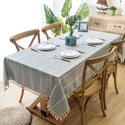 Extra Long Linen Blend Tablecloth - Rectangular