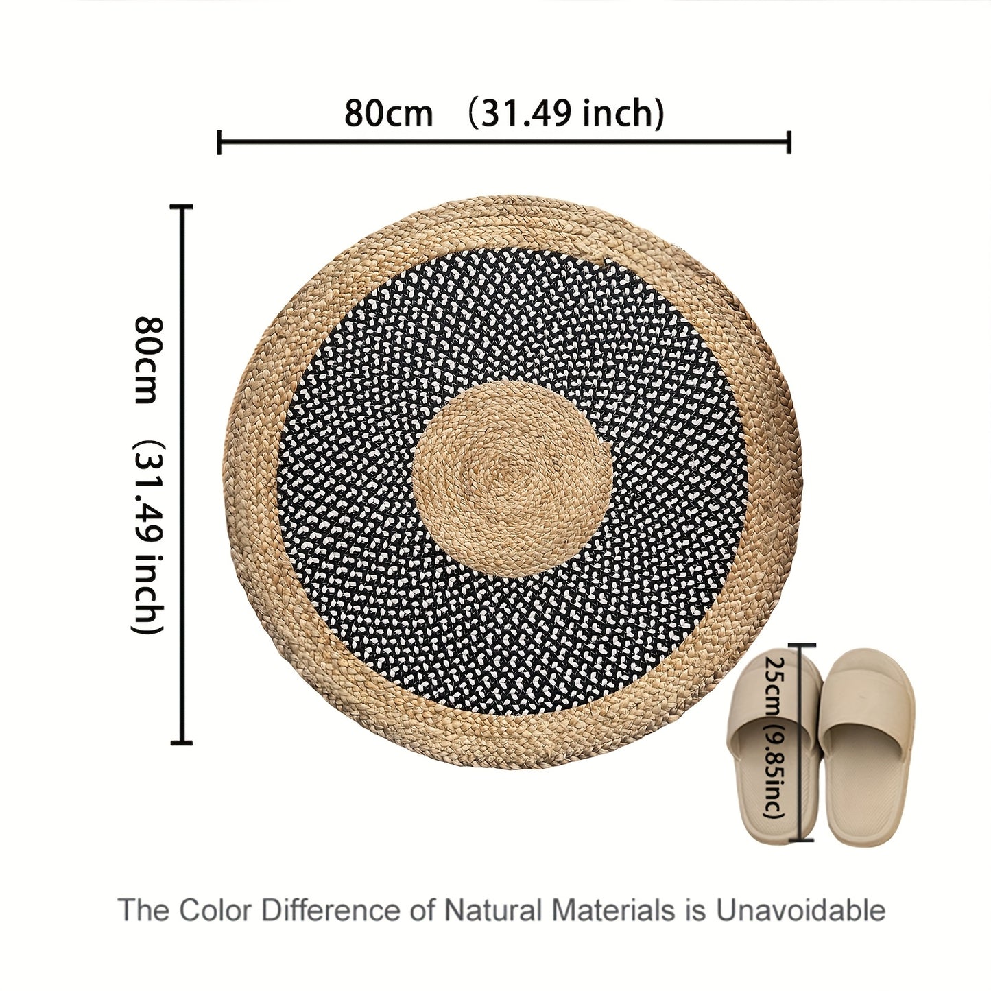Hand Woven Round Jute Area Mat - 91cm/122cm