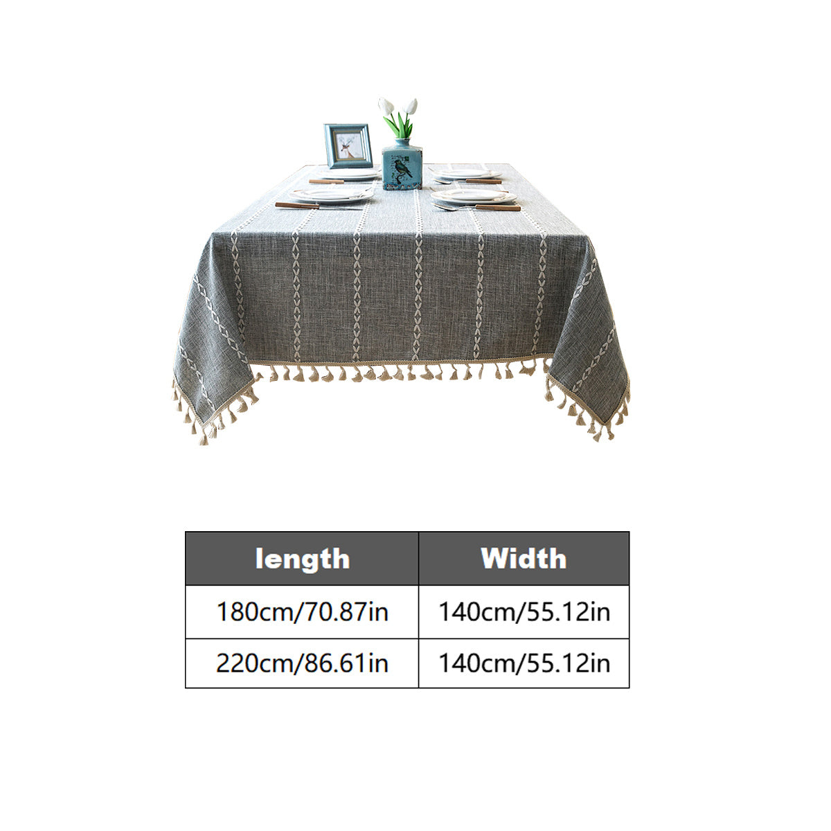 Extra Long Linen Blend Tablecloth - Rectangular