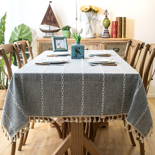 Extra Long Linen Blend Tablecloth - Rectangular