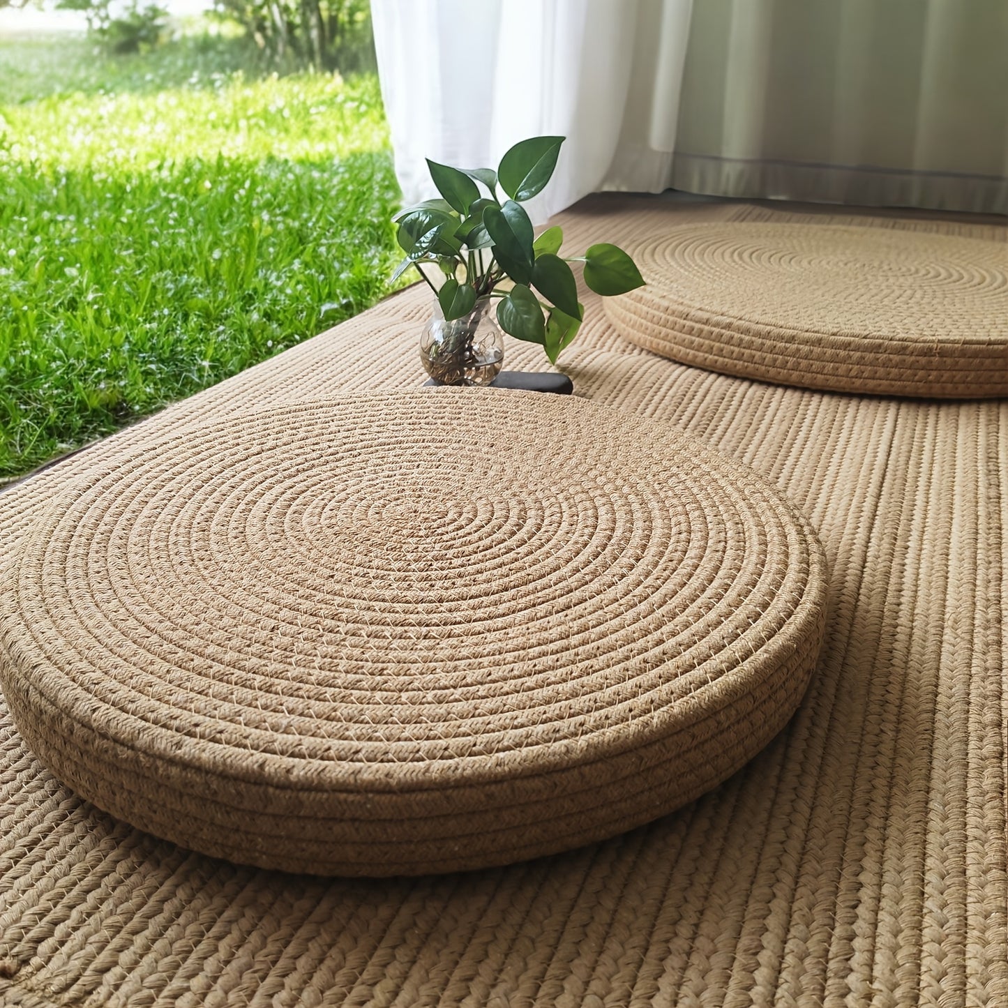 Bohemian Handmade Linen Meditation Pouf