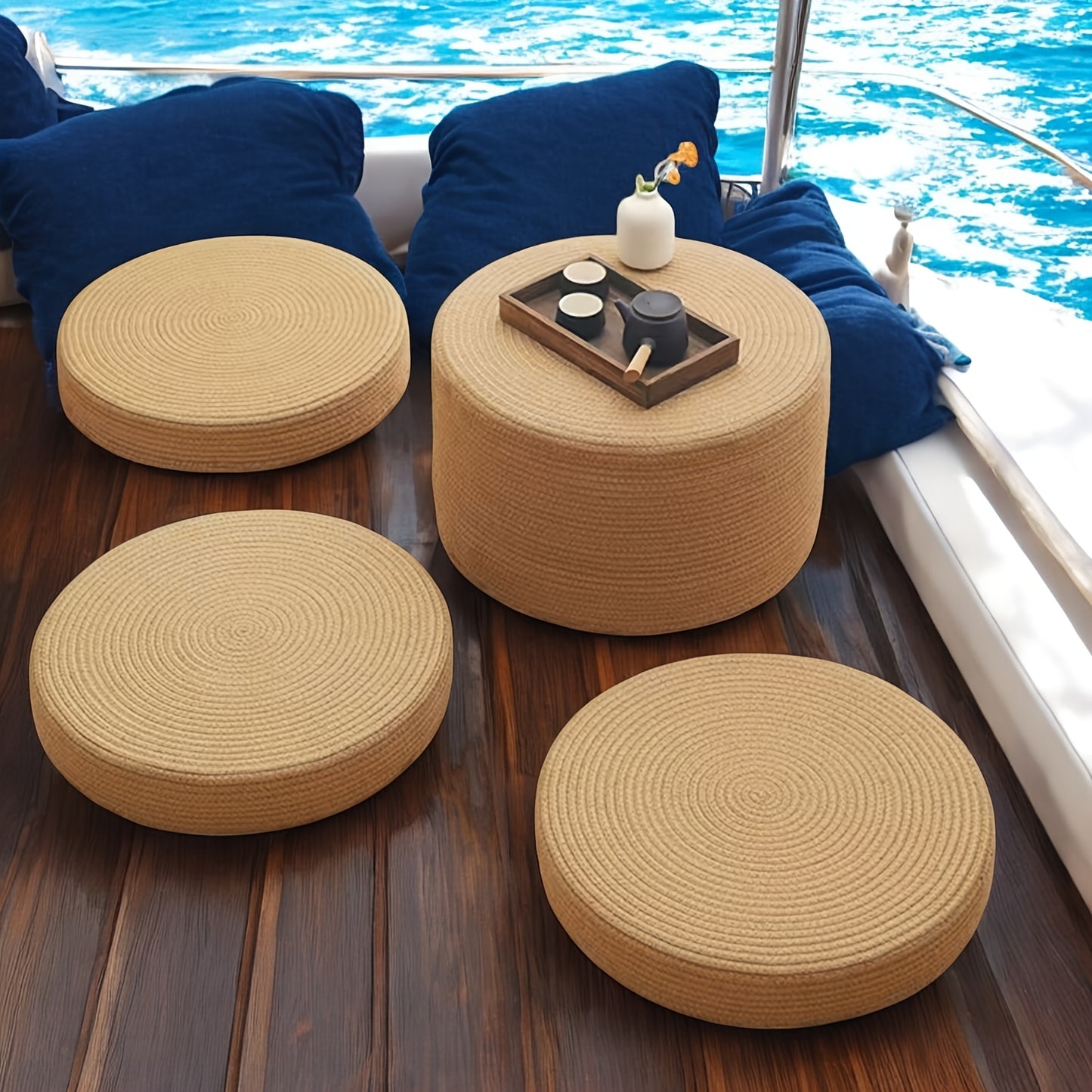 Bohemian Handmade Linen Meditation Pouf