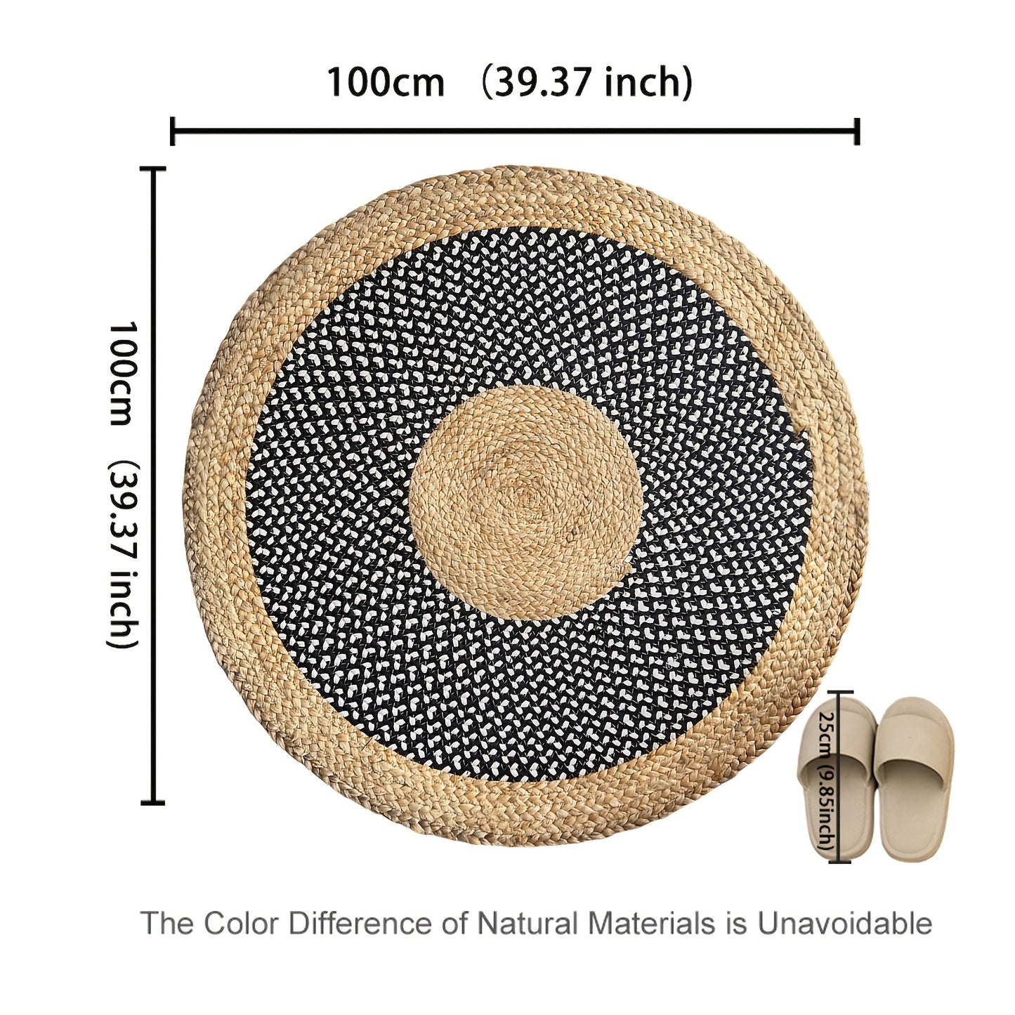 Hand Woven Round Jute Area Mat - 91cm/122cm
