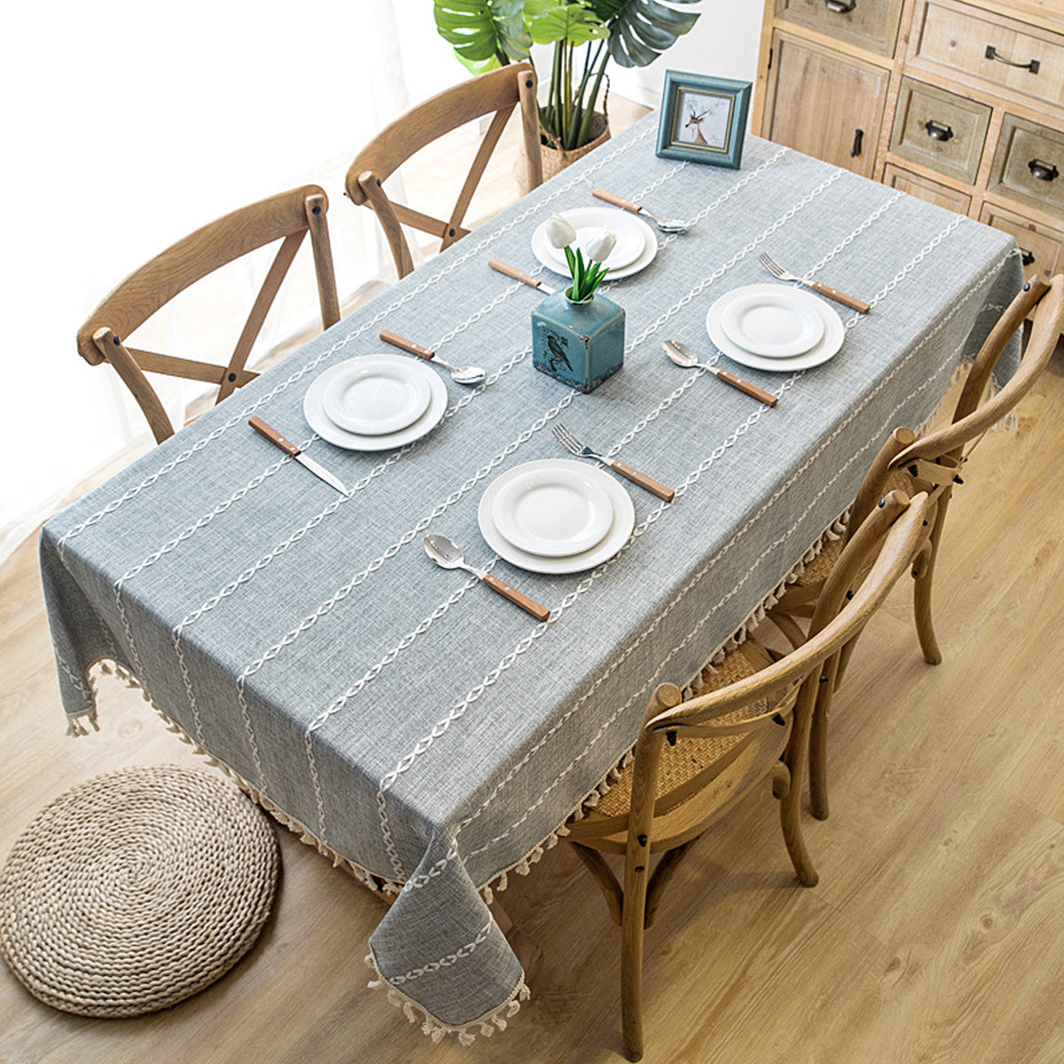 Extra Long Linen Blend Tablecloth - Rectangular